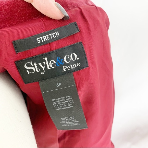 ❤️Style&Co Petite Red/Pink Stretch Velour Blazer Jacket Women’s 6P❤️ - Picture 3 of 8